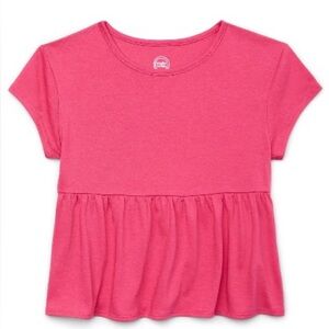 Vibrant Pink Peplum Short Sleeve Tee by Wonder Nation. Made with better cotton